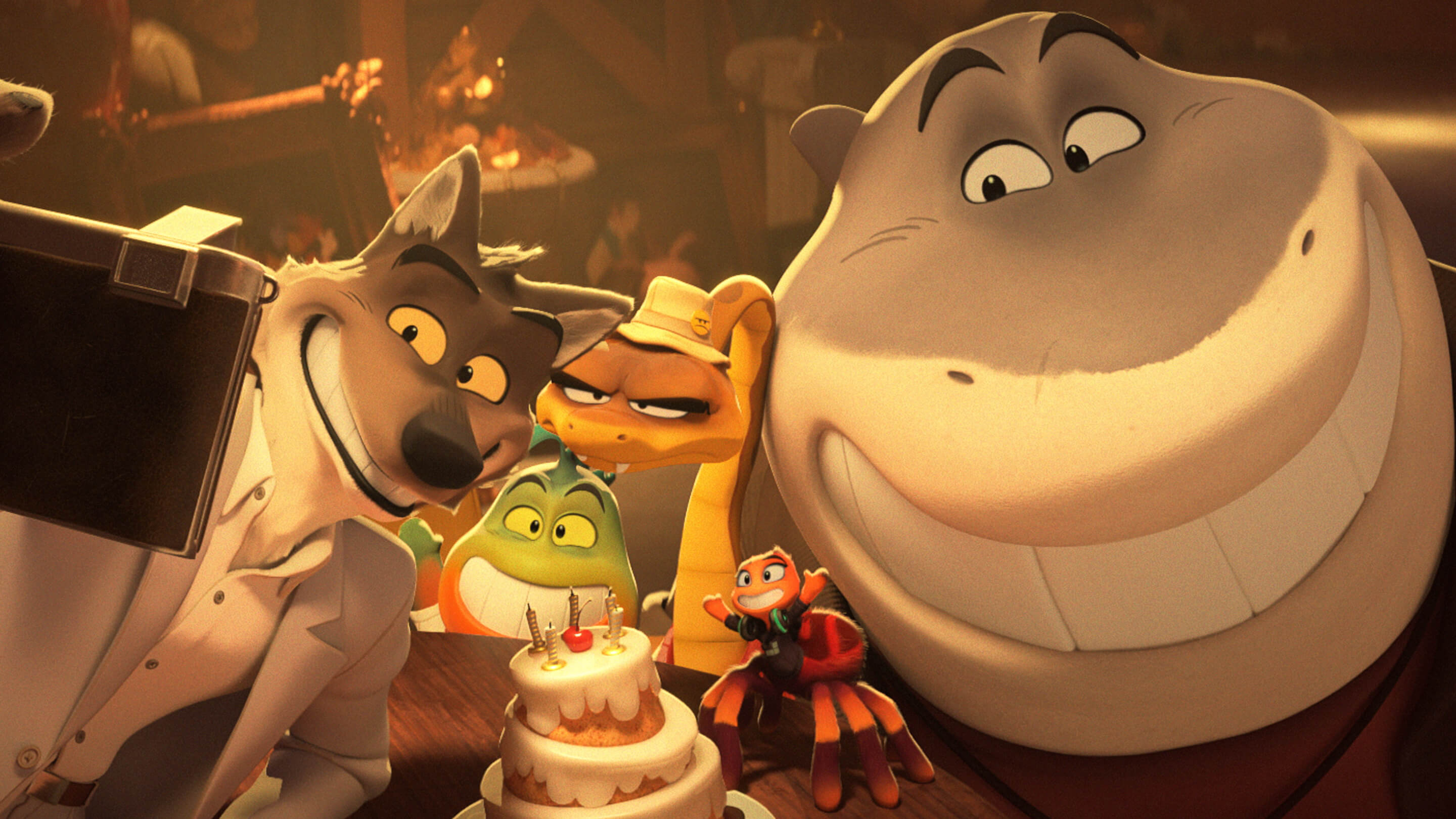 The Bad Guys Characters: Mr. Wolf, Mr. Snake, Mr. Shark, Mr. Piranha, Ms. Tarantula